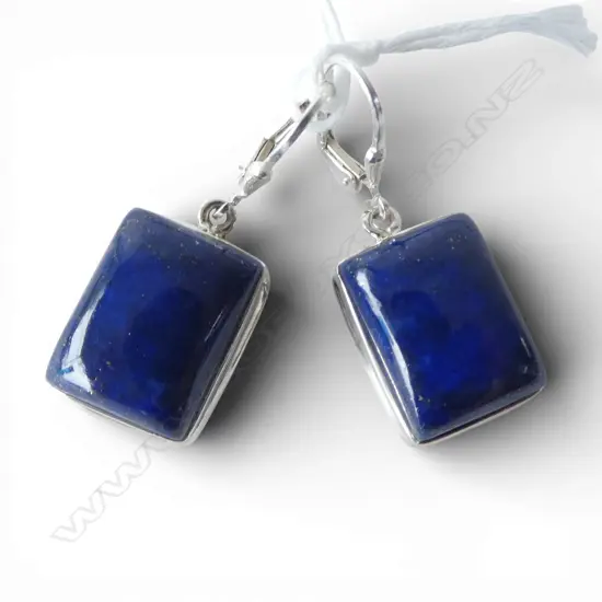 PR SILVER & LAPIS LAZULI EARRINGS, continental backs