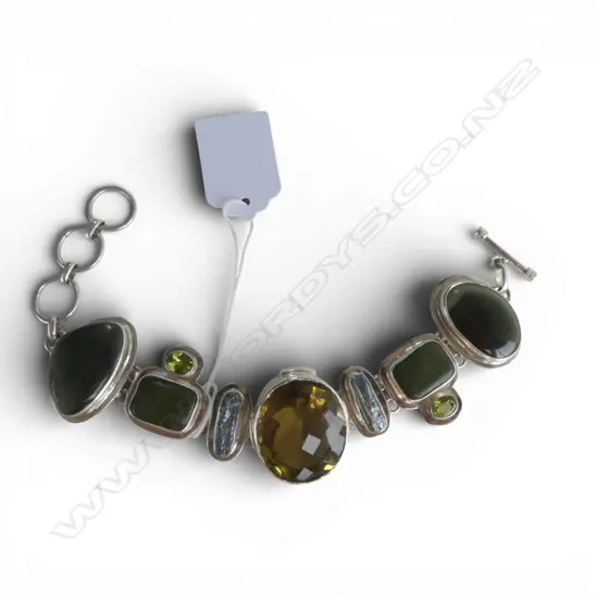 STG SILVER & STONE & PEARL BRACELET L.220mm