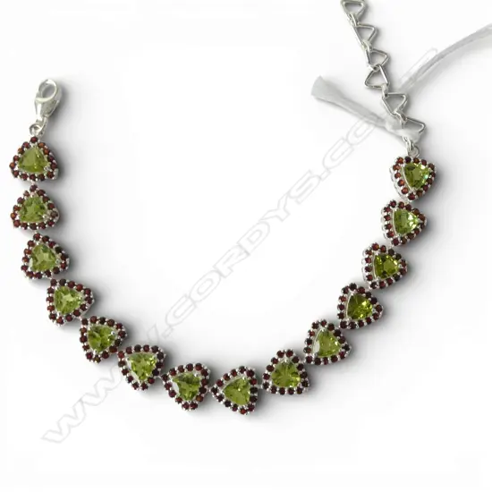 SILVER PERIDOT & GARNET BRACELET