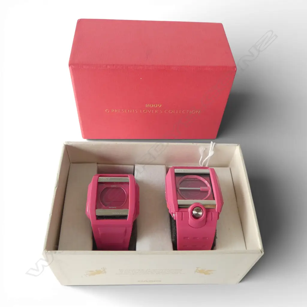 2 BOXED 2009 G-SHOCK PINK 'G Presents Lover's Collection' WRISTWATCHES. CASIO G-8100L. Image 1++