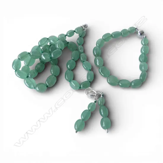 PALE GREEN NECKLACE, BRACELET & EARRING SET, earrings silver continental locks