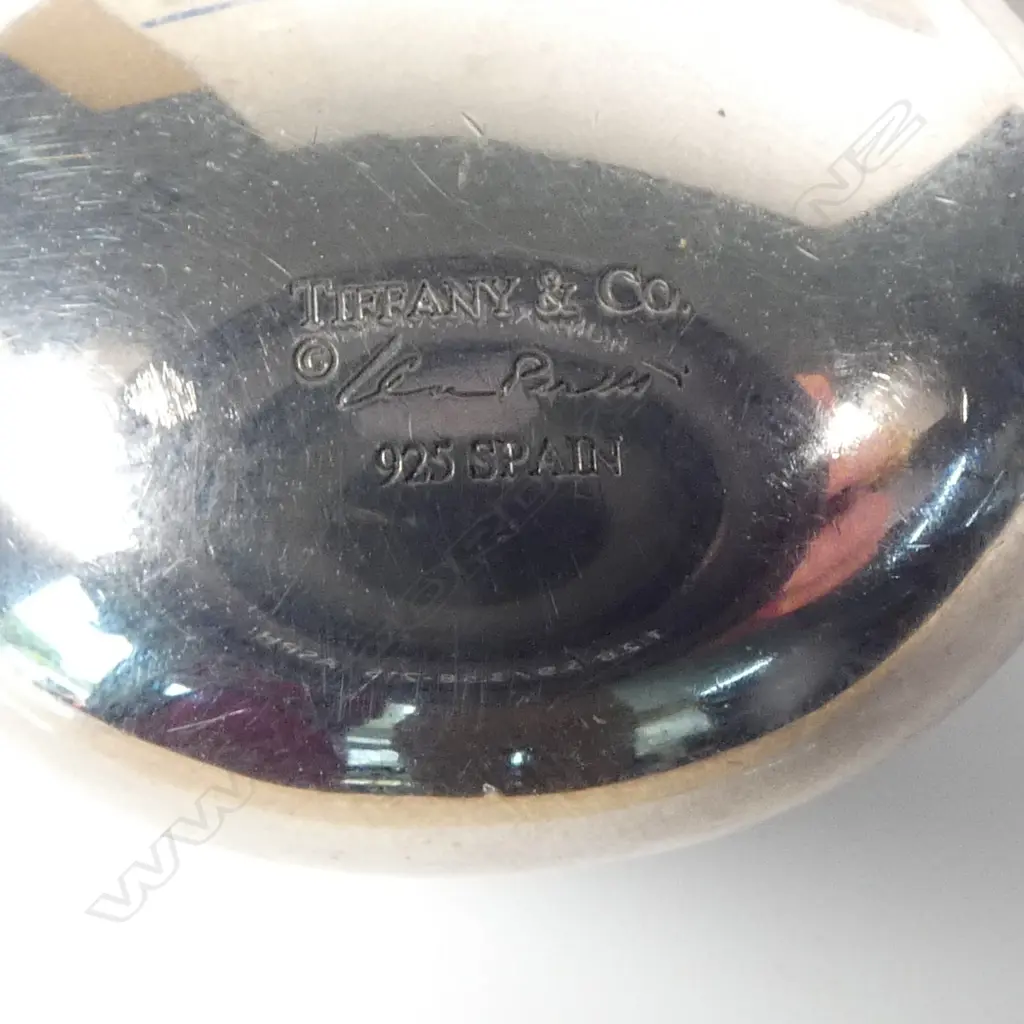 SILVER TIFFANY & CO PERFUME FLASK on SILVER CHAIN, both stamped Tiffany & co, SPAIN, and flask signed Elsa Peretti, case Image 1++