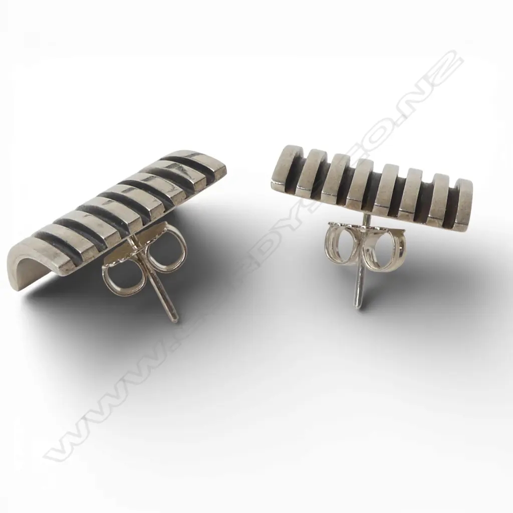 STERLING SILVER DESIGNER STUDS with large scrolls 10.6 gms Image 1++