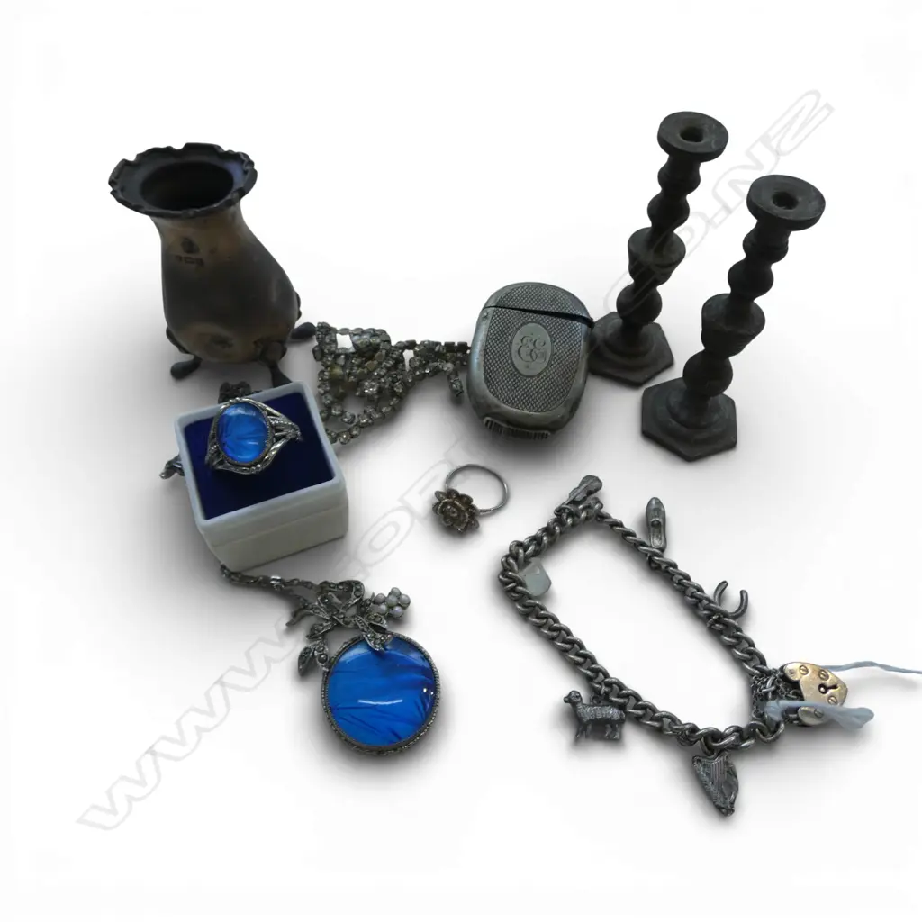 8 ASST. PCES INCL. STG SILVER CONDIMENT & CHARM BRACELET 63gms Image 1++