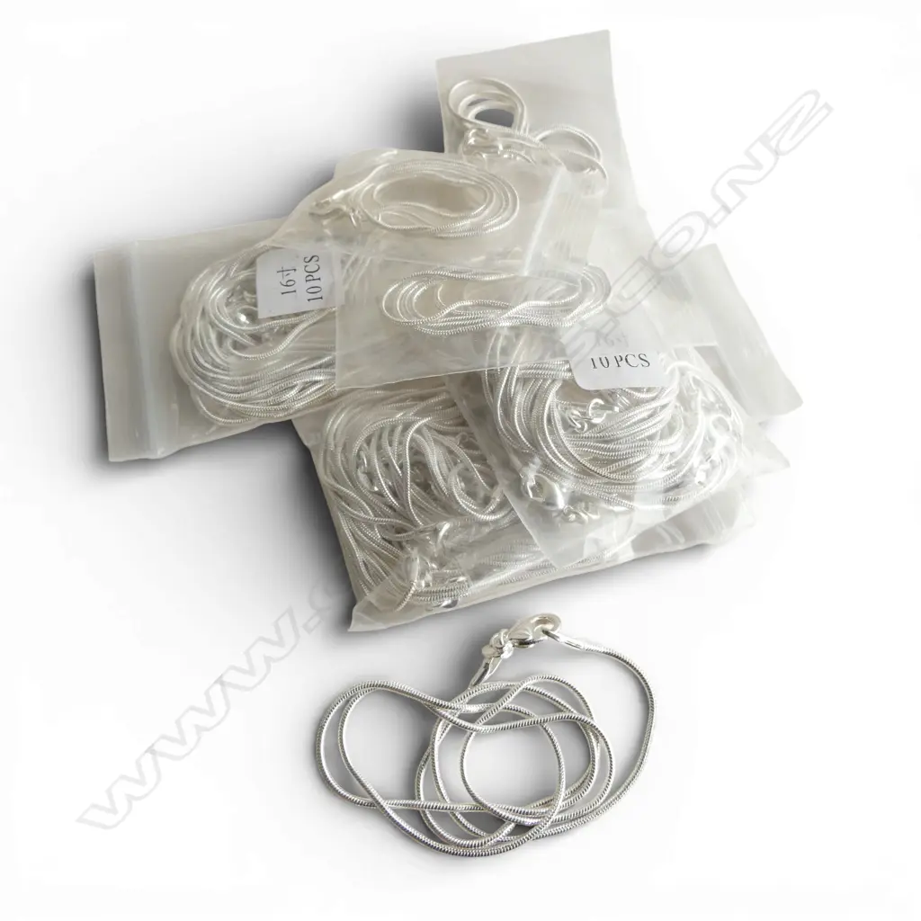 QTY SILVER PLATE SNAKE CHAINS, L.46cm, new old stock Image 1++