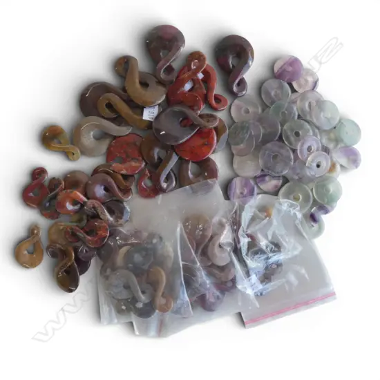 QTY FLUORITE DISCS, FIG. 8 PENDANTS, new old stock