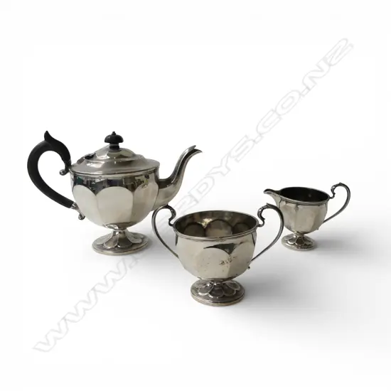 3 PCE STG SILVER TEASET, SHEFFIELD 1917 788gms; SUGAR BOWL NEEDS STRAIGHTENING