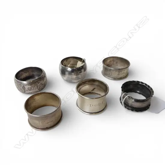 6 STG SILVER NAPKIN RINGS 99gms