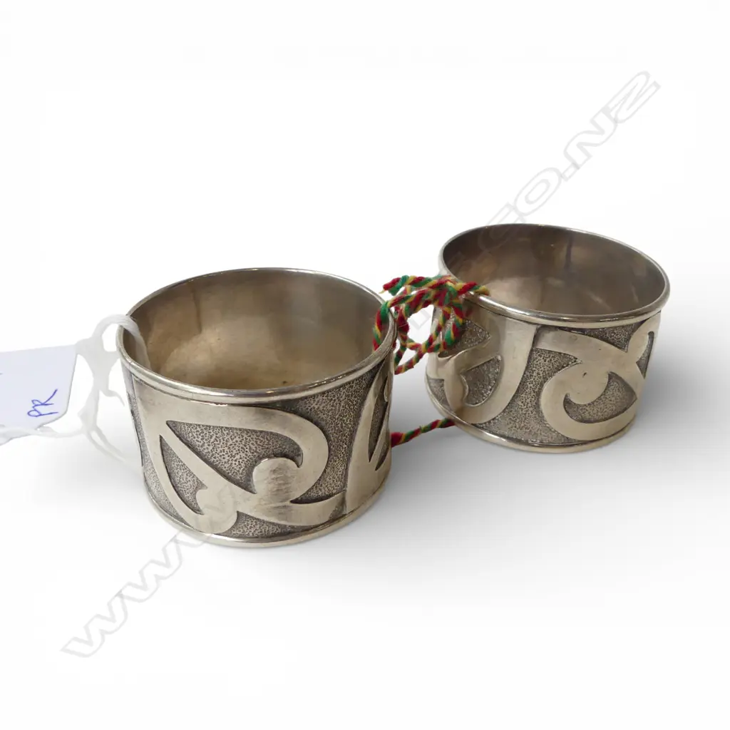 PR STG SILVER NAPKIN RINGS w. KORU DESIGN 86gms Image 1++