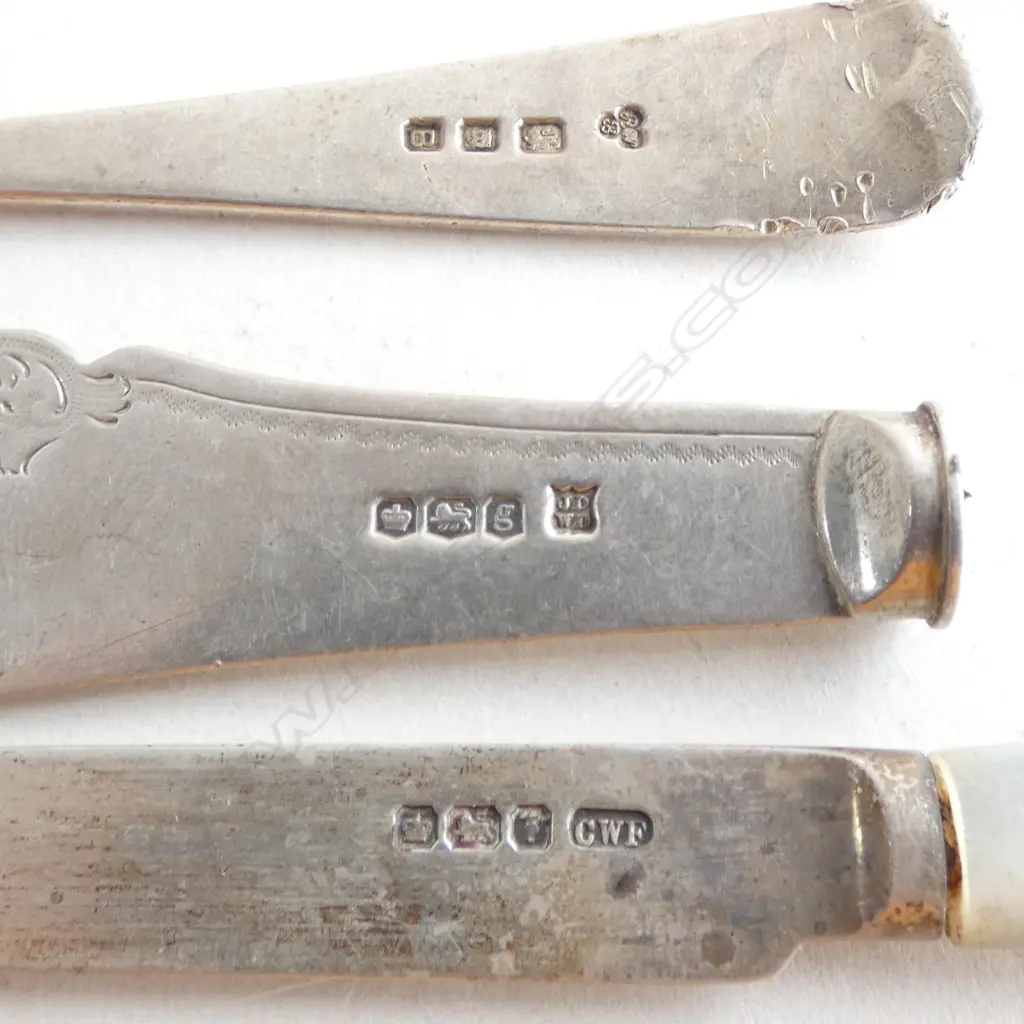 ASST. STG SILVER PCES; TONGS, SPOON, MOP KNIVES, etc 156gms TW Image 1++