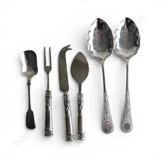 ASST. SILVER PLATE CUTLERY ITEMS: SERVING SPOONS ETC