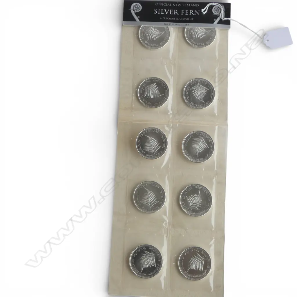 10 SILVER FERN 1 OUNCE  SILVER COINS, approx 336gms Image 1++