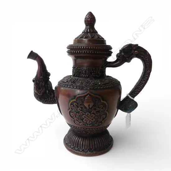 ORIENTAL HEAVY BRONZE TEAPOT H.280mm