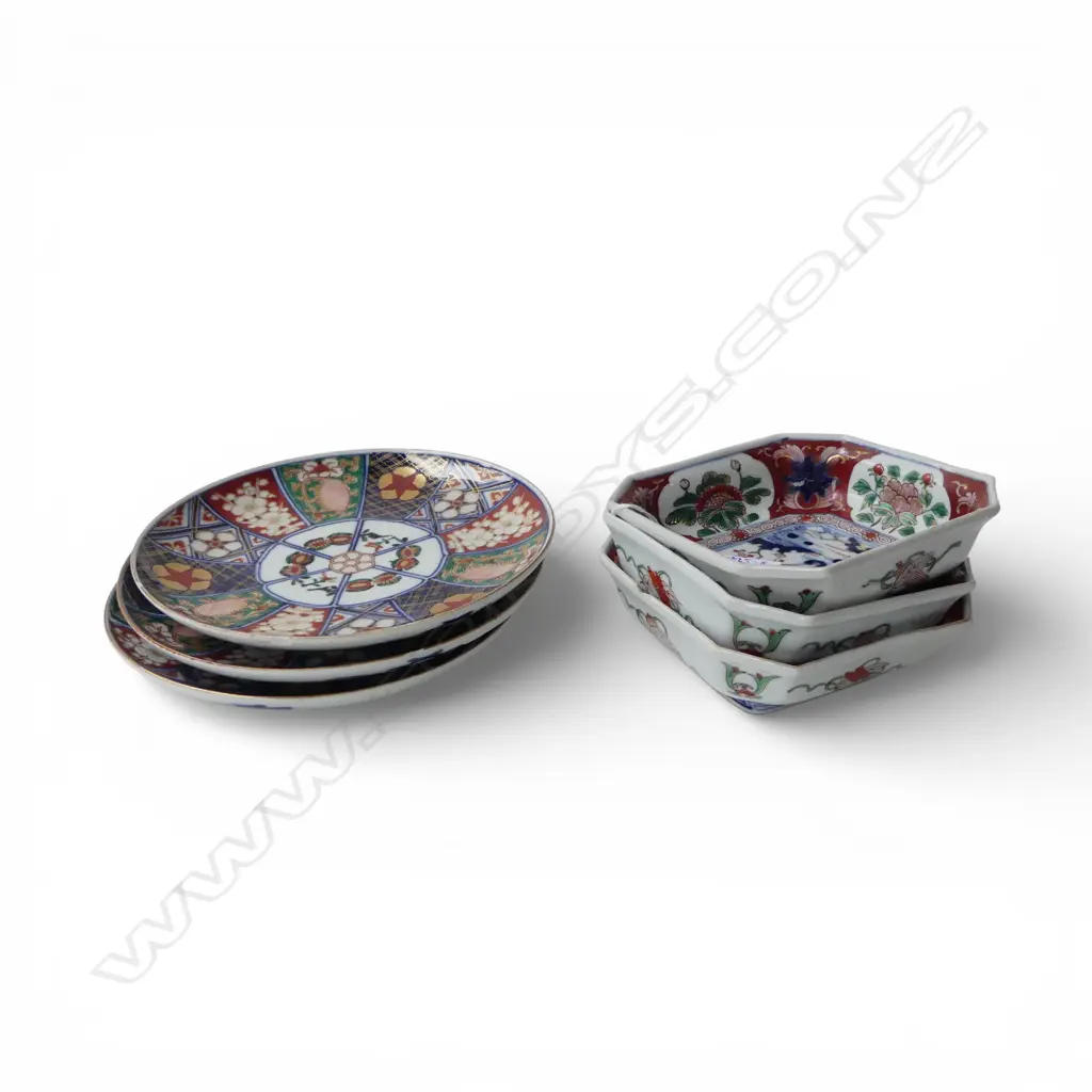 3 IMARI PLATES + 3 IMARI DISHES W.175mm Image 1++