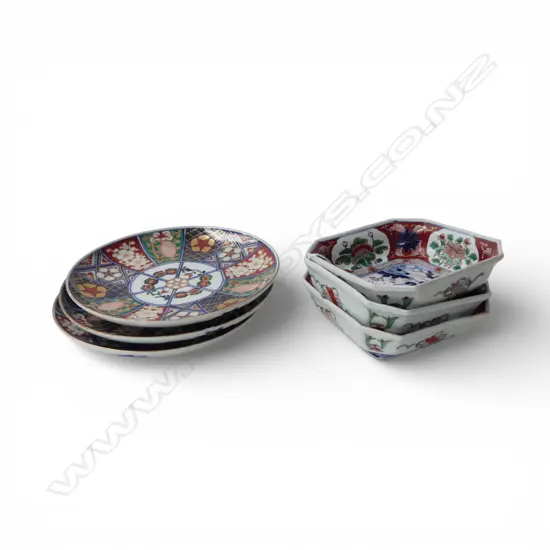 3 IMARI PLATES + 3 IMARI DISHES W.175mm