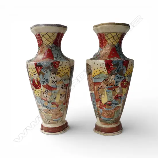 PR SATSUMA VASES, 1 w. RIM REPAIRED H.315mm