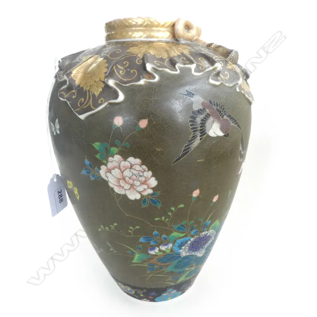 MEIJI PERIOD SATSUMA CLOISONNE VASE H.250mm Image 1++