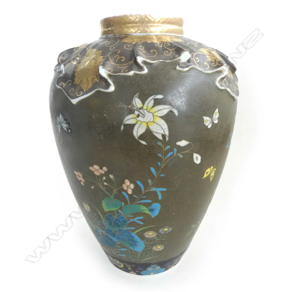 MEIJI PERIOD SATSUMA CLOISONNE VASE H.250mm Image 1++