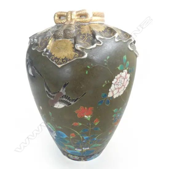 MEIJI PERIOD SATSUMA CLOISONNE VASE H.250mm