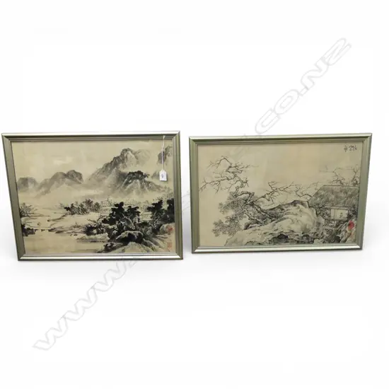 2 FRAMED CHINESE W/C PAINTINGS 395x540mm