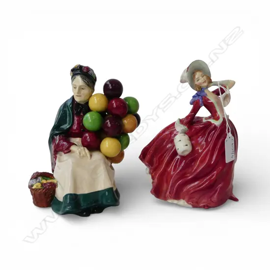 2 ROYAL DOULTON FIGURINES; AUTUMN BREEZES & THE OLD BALLOON SELLER H.180mm