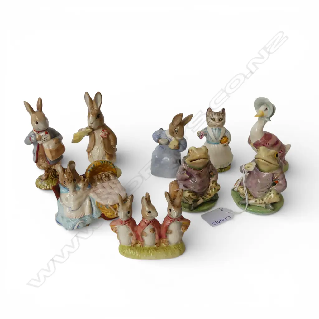 9 BESWICK BEATRIX POTTER FIGURINES INCL. 2 MR JEREMY FISHER 1 AF H.115mm Image 1++