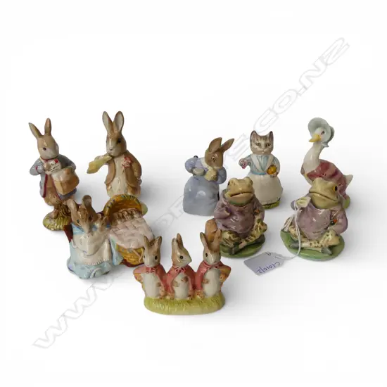 9 BESWICK BEATRIX POTTER FIGURINES INCL. 2 MR JEREMY FISHER 1 AF H.115mm
