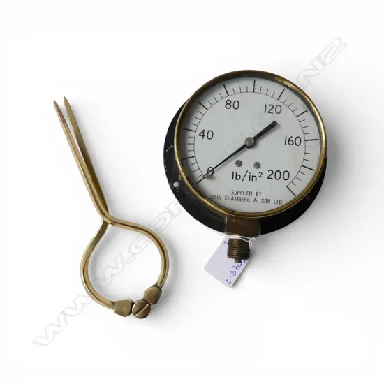 BRASS SHIPS PRESSURE GAUGE by JOHN CHAMBERS & SON + PAIR OF DIVIDERS