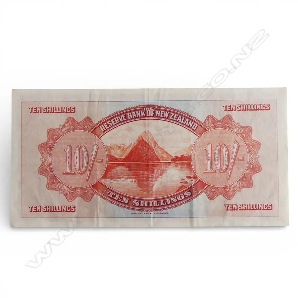 FIRST ISSUE N.Z. TEN SHILLING BANK NOTE Image 1++