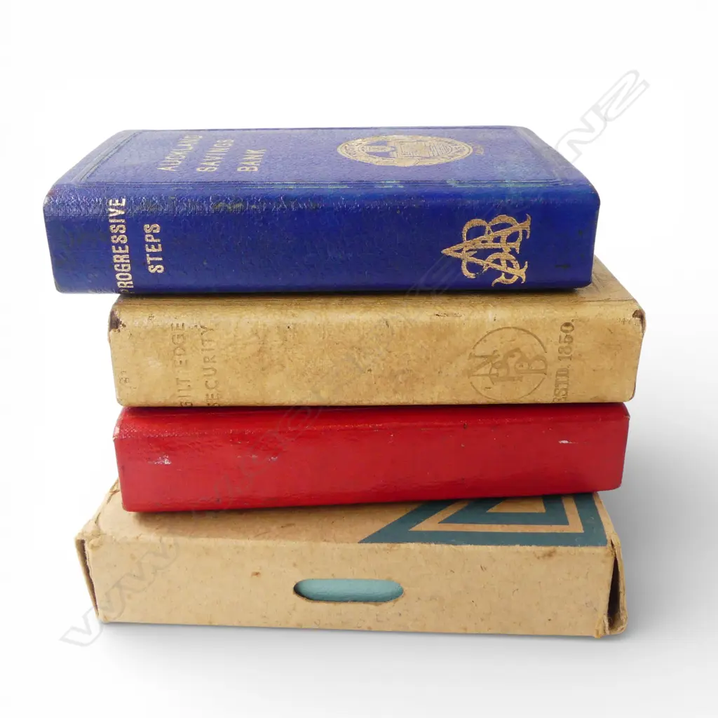 2 VINTAGE POST OFFICE SAVINGS BANKS + AUCKLAND & NEW PLYMOUTH SAVINGS BANKS Image 1++