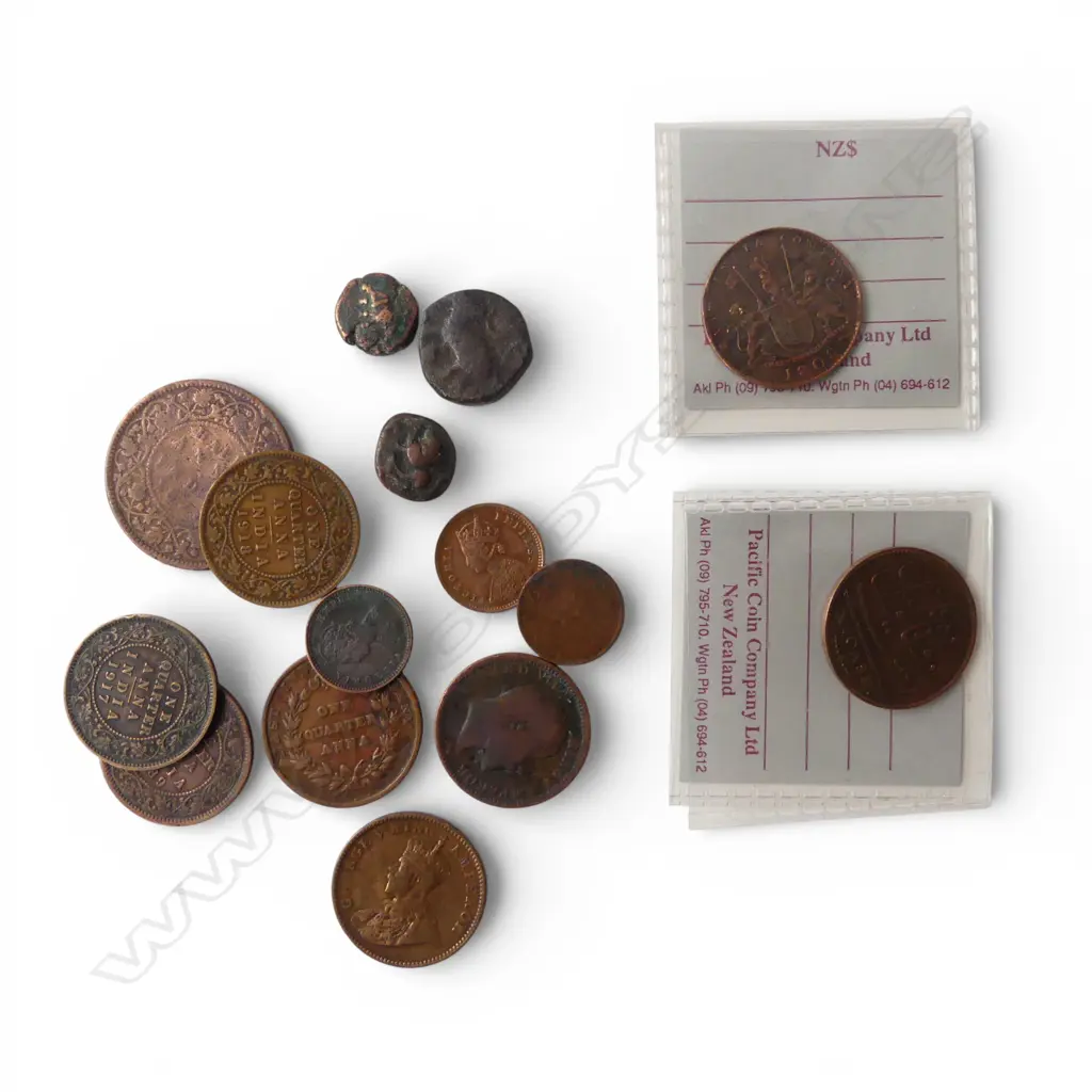 2 EAST INDIA COMPANY 1808 X-CASH COINS + ASST. ANTIQUE COINS Image 1++