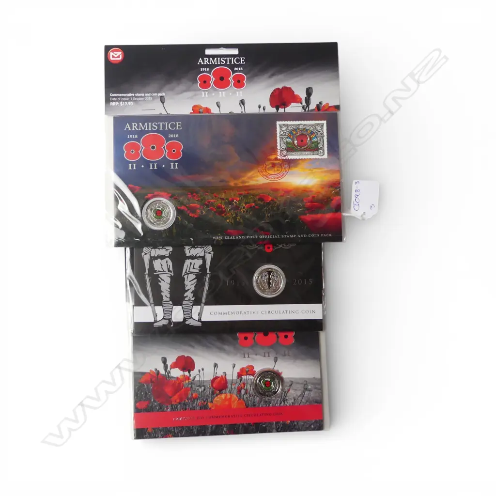 3 ARMISTICE DAY COM. COIN PACKS; 1 x Gallopoli 100 yr coin  2 x Armistice day 100yr Image 1++