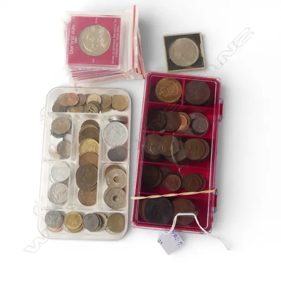 2 CASES OF OLD WORLD COINAGE + 6 x NZ 1983 UNC $1 (Diana) + 1953 crown