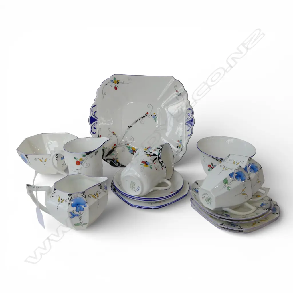 2 SHELLEY CHINA PART TEASETS 2CSPS C/SUGAR 1 CAKE PLATE DECO PATS Image 1++