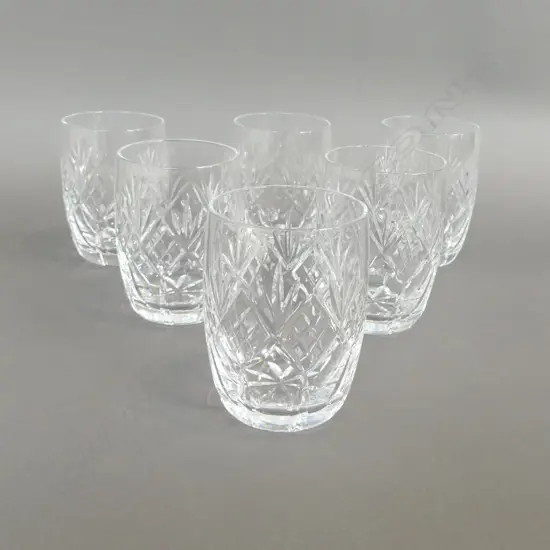 SET OF 6 WEBB CORBETT CUT CRYSTAL TUMBLERS, H.90MM D.65MM