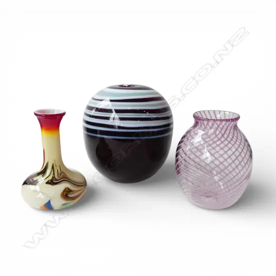 3 ART GLASS VASES H.210mm