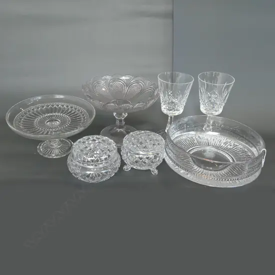 PR HEAVY CRYSTAL GOBLETS, 2 COMPORTS, etc