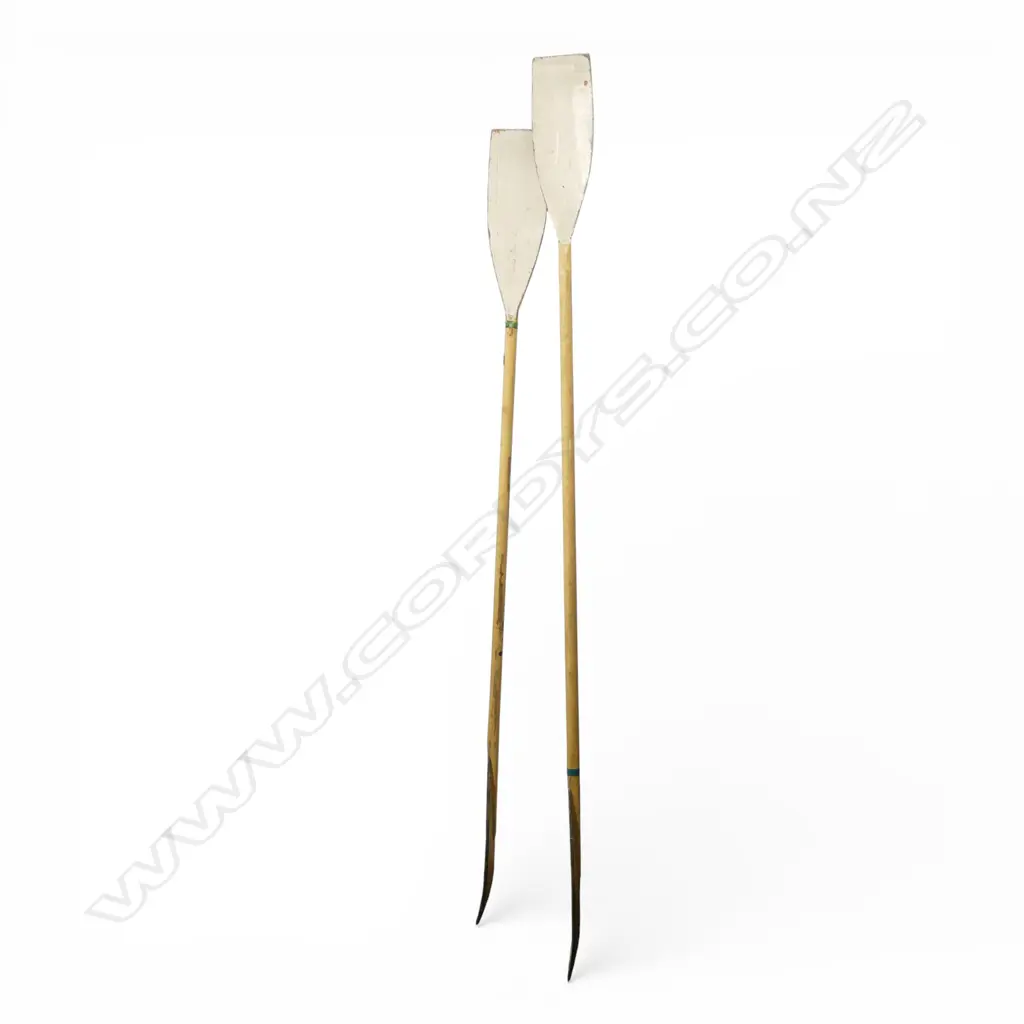 2 PAINTED WOODEN OARS L.2250 / 2245mm Image 1++