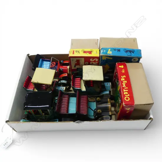 5 'OLDTIMERS' JAPANESE MODEL CARS + 3 ORIG. BOXES