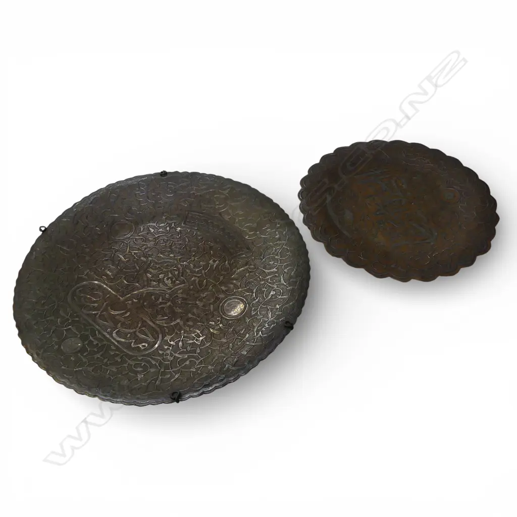 2 COPPER ARABIC PLATES Dia.325x250mm Image 1++