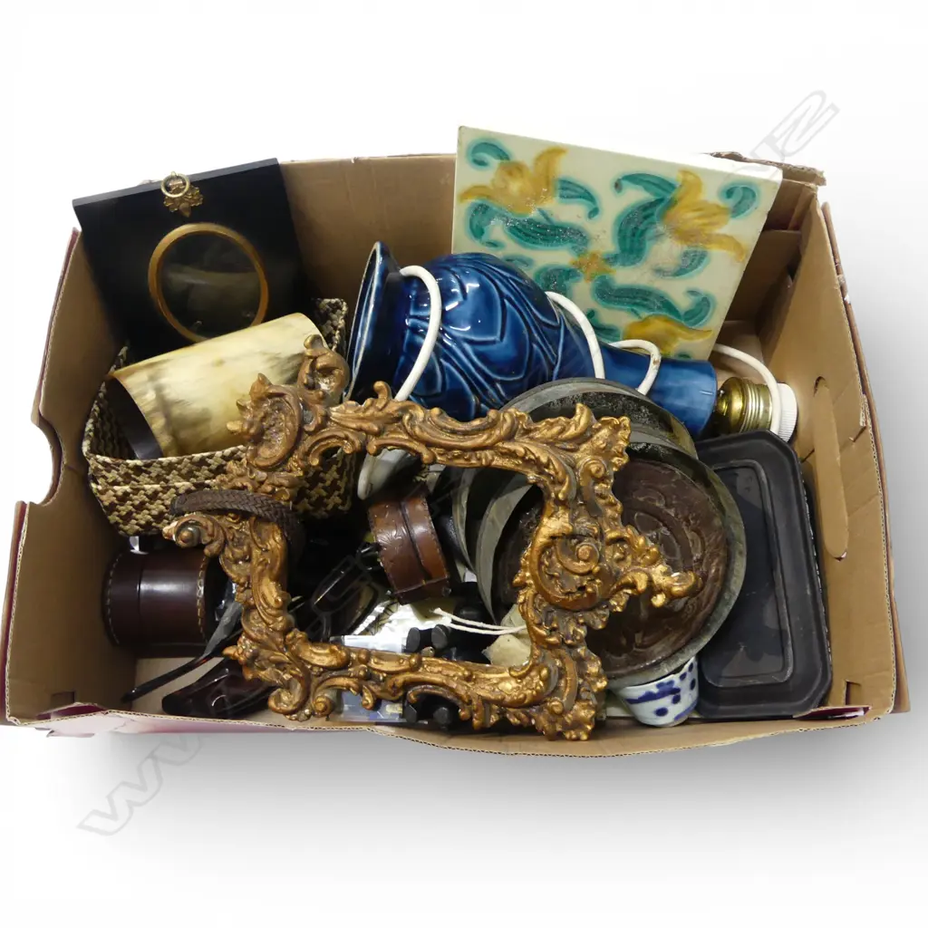 ASST. ITEMS; TILES, STUDS, HORN CUP, SUNGLASSES, FRAMES, ETC Image 1++