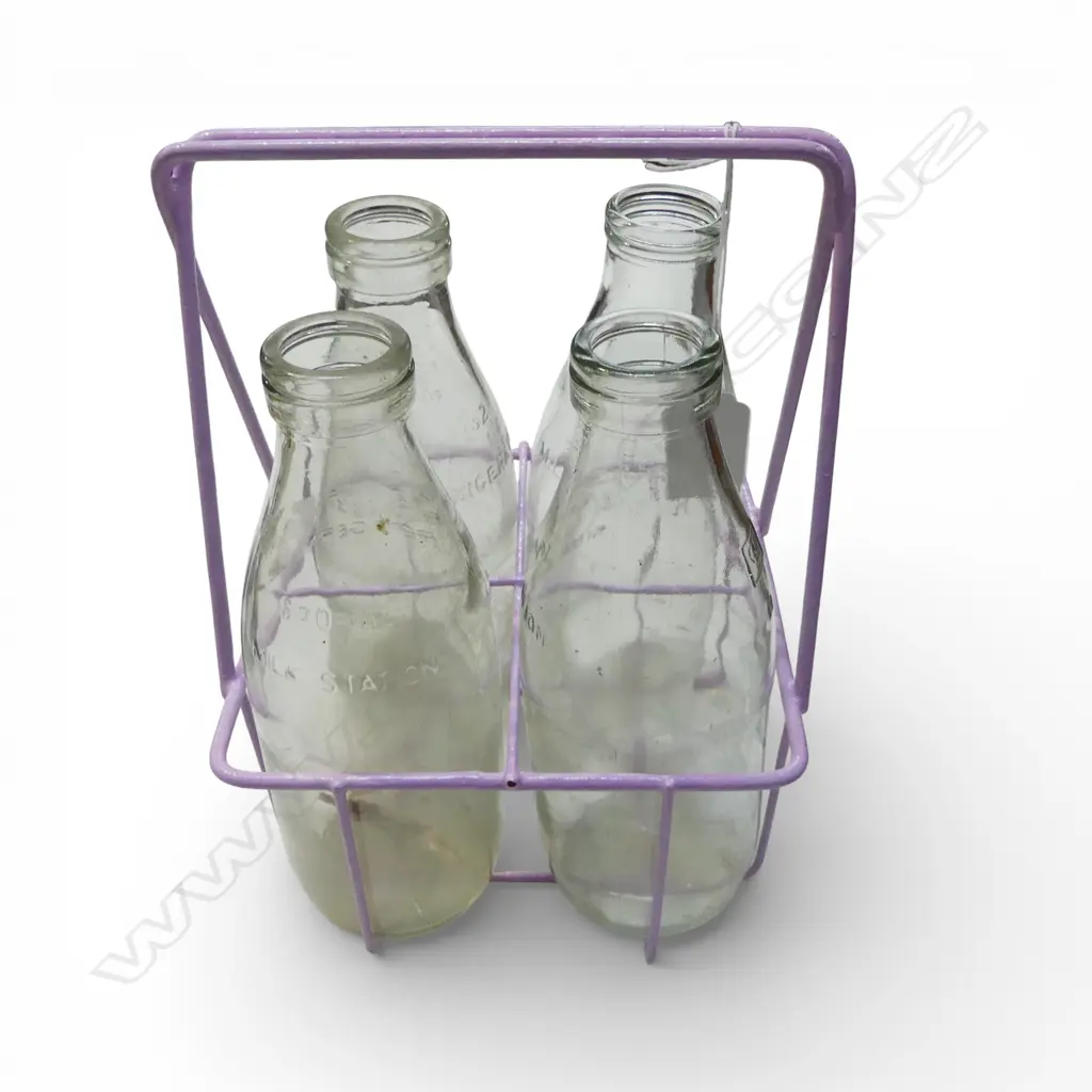 VINTAGE MILK CRATE w BOTTLES Image 1++