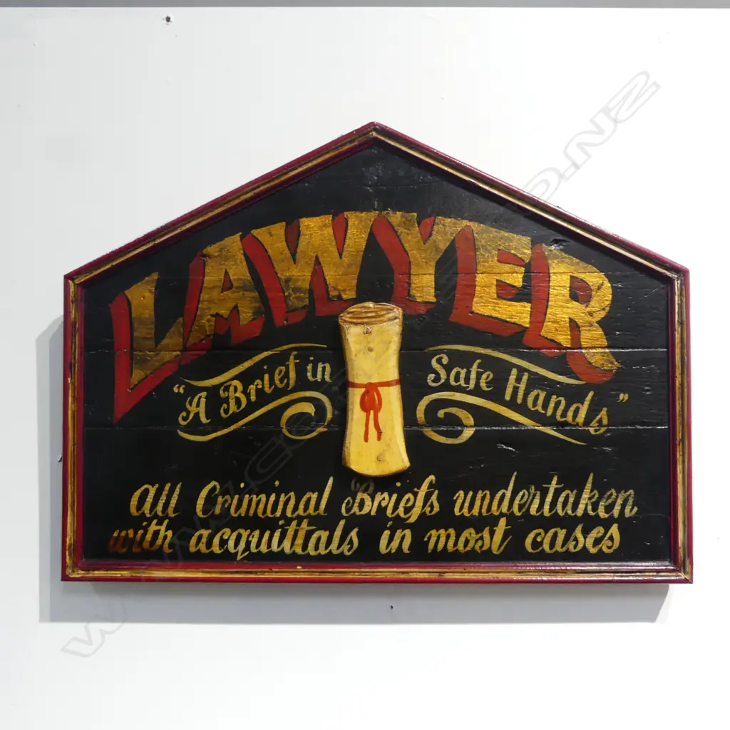 VINTAGE STYLE HAND PAINTED LAWYER'S SIGN 460x620mm Image 1++