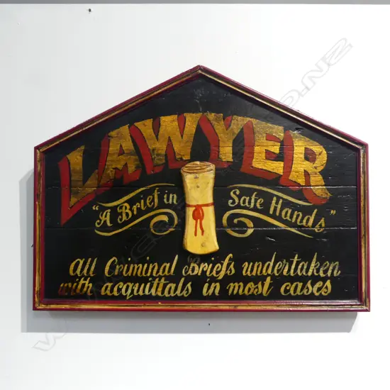 VINTAGE STYLE HAND PAINTED LAWYER'S SIGN 460x620mm
