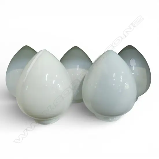 5 VINTAGE MILK GLASS LIGHT SHADES H.280mm