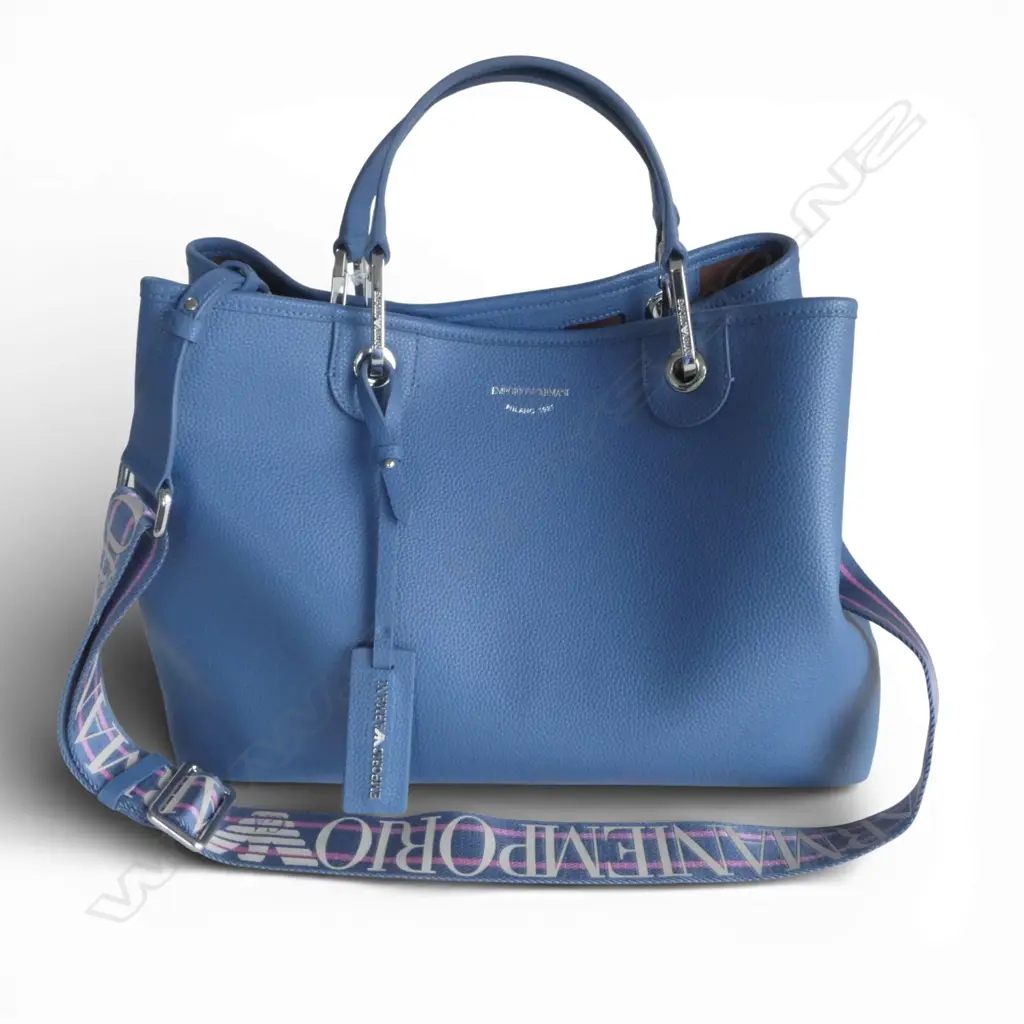 EMPORIO ARMANI BLUE DOUBLE HANDLED TOTE BAG W.430mm Image 1++