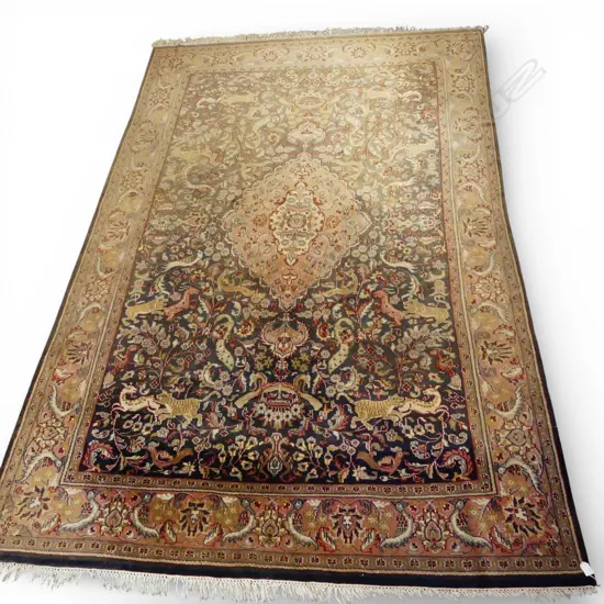 HAND KNOTTED WOOL PILE RUG, SOME FADING 2760x1860mm