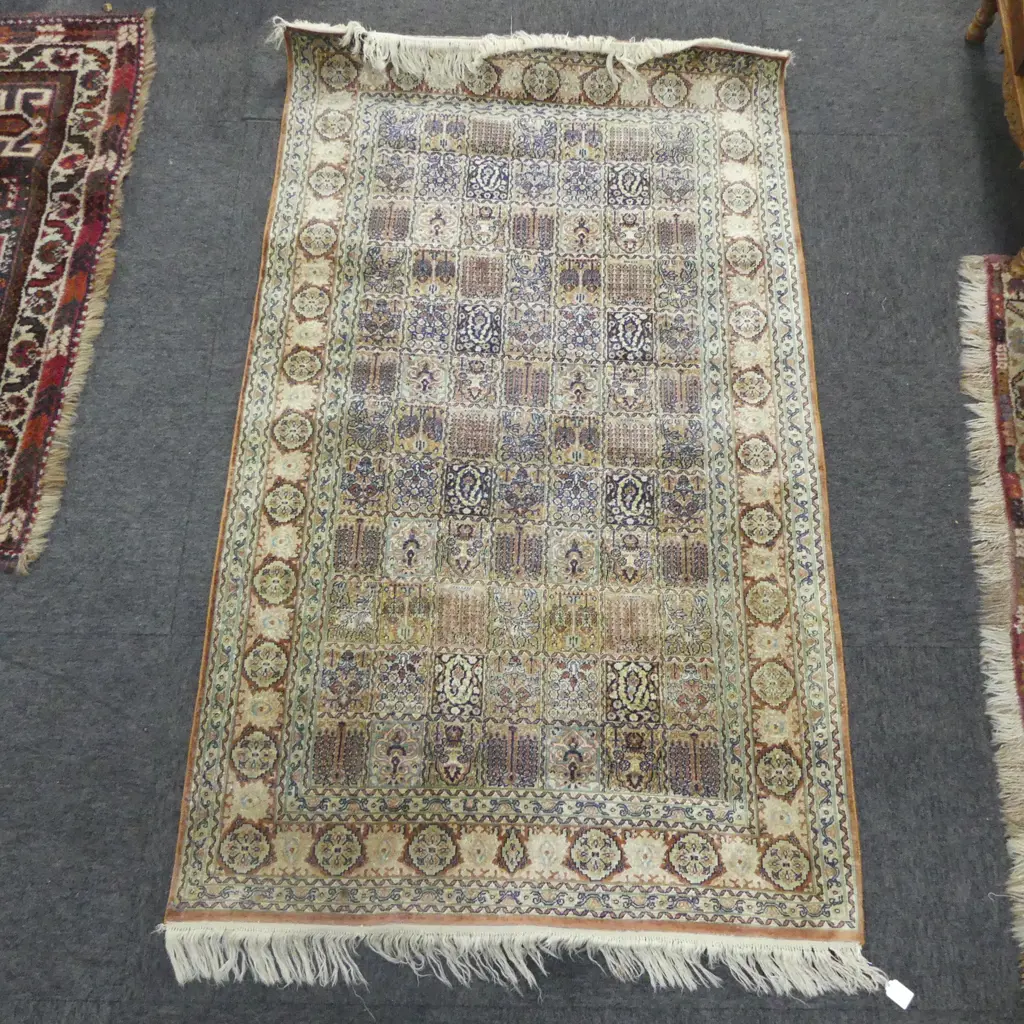 BAKHTIARI STYLE HAND KNOTTED WOOL & SILK RUG 1620x960mm Image 1++