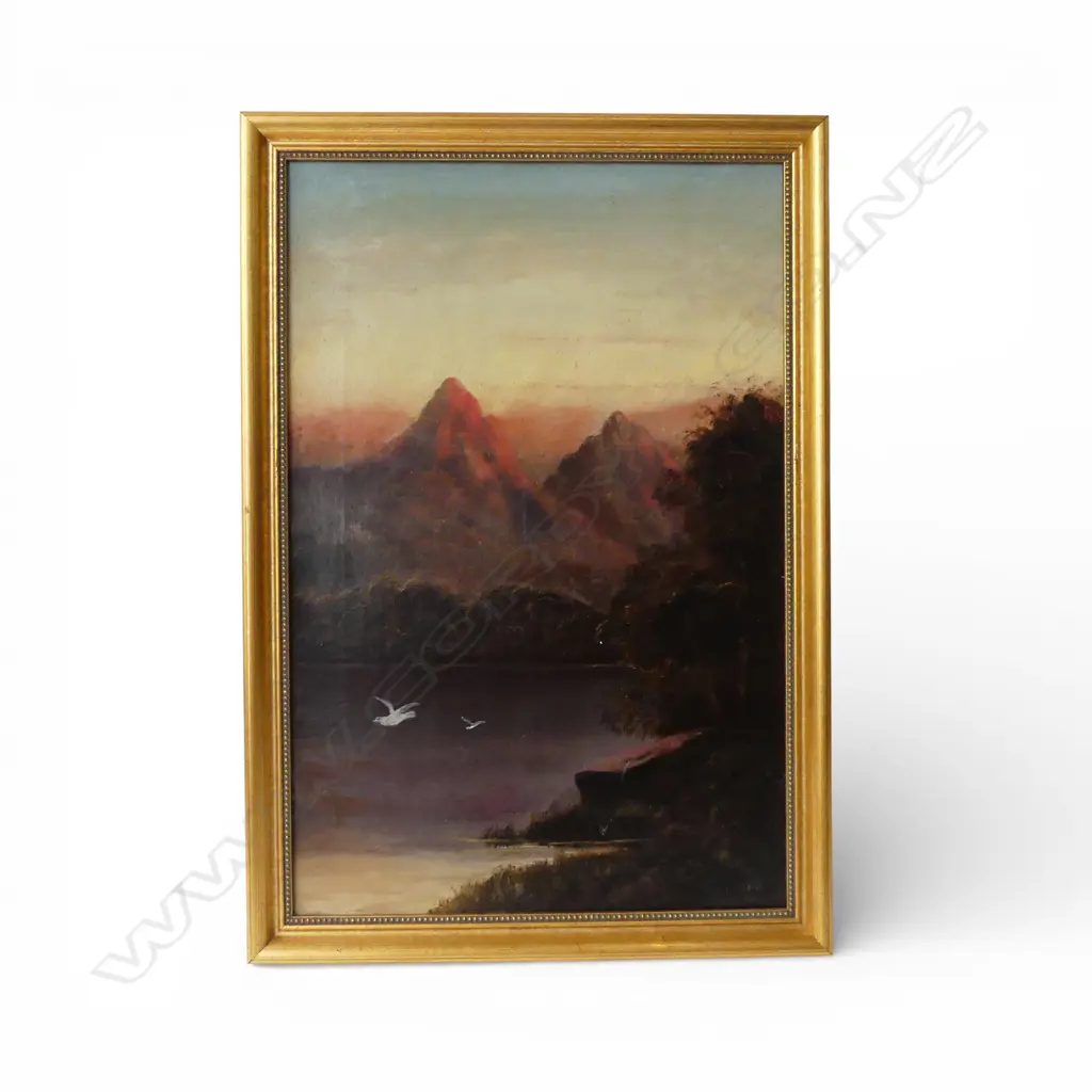 ARTIST UNKOWN, UNTITLED MOUNTAIN LANDSCAPE, OIL ON CANVAS, 445x295mm Image 1++