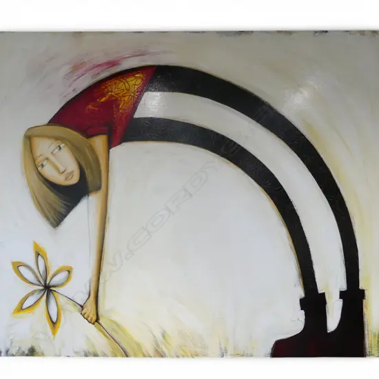 GORDON RICHARDS, UNTITLED (GIRL WITH FLOWER), ACRYLIC ON CANVAS, 1370 X 1670mm